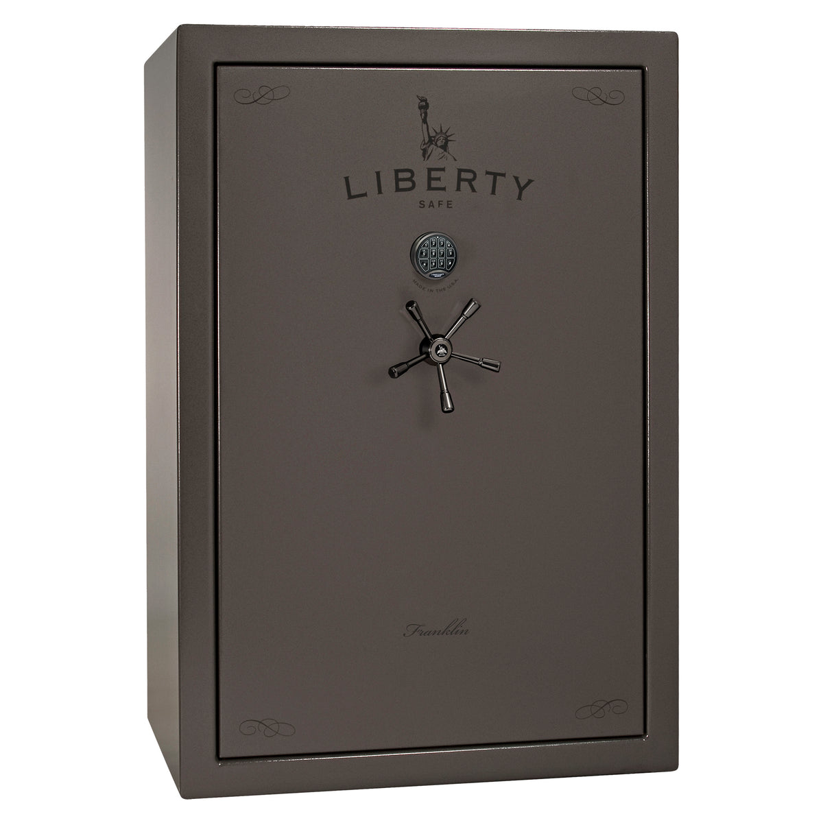 Franklin 45 | Pro Flex Interior | Level 5 Security | 110 Minute Fire Protection | Dimensions: 60.5"(H) x 42"(W) x 27.5"(D) | Up to 60 Long Guns | Gray Marble | Electronic Lock - Closed